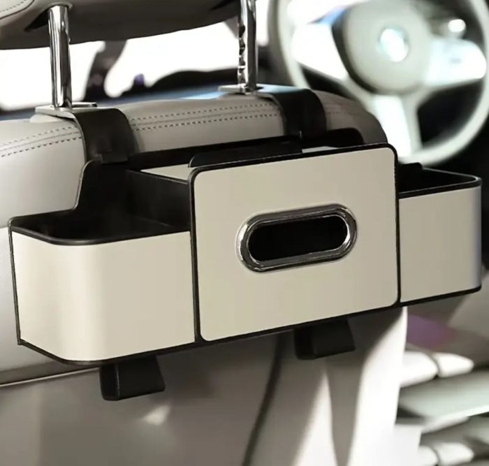 Car Seat Headrest Organizer with Tissue Box - Image 2